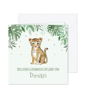 Geburt Baby Glückwunschkarte kleiner Leopard